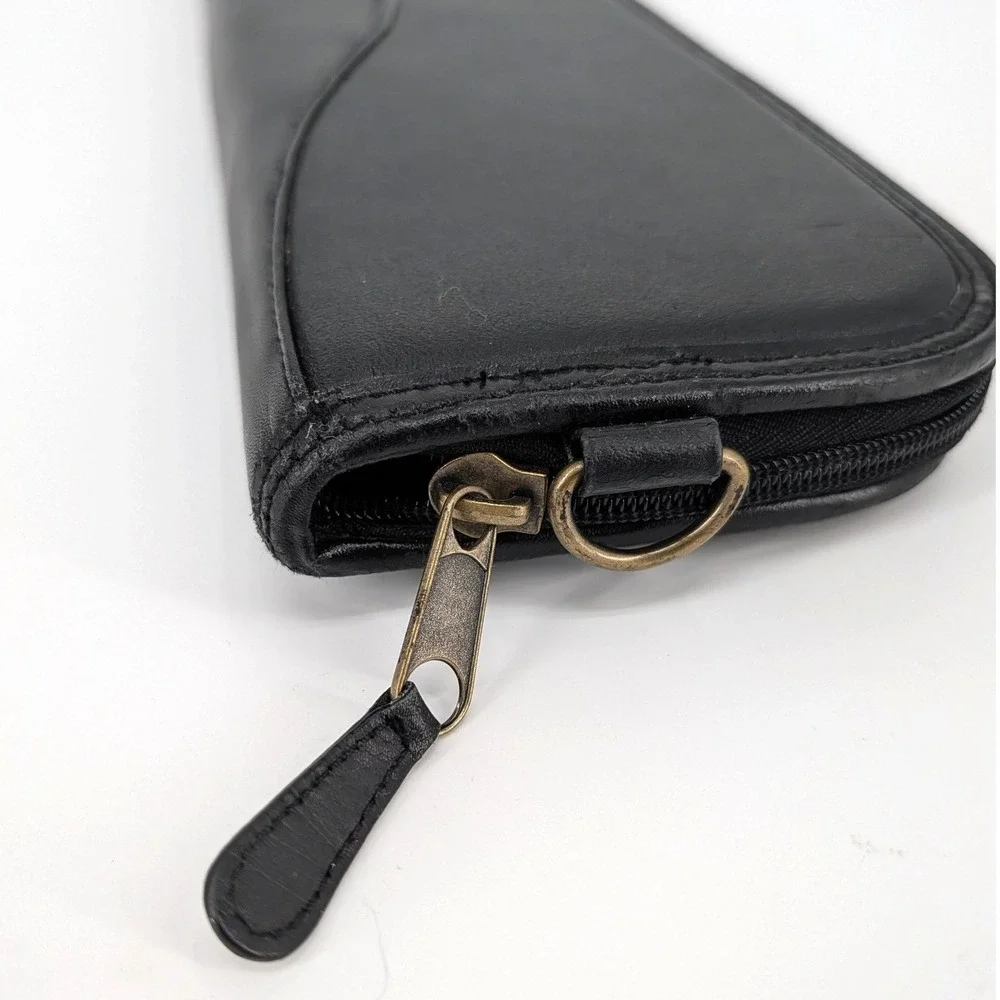 Dopp Black Leather Travel Tie‎ Case Zippered Organizer Accessory